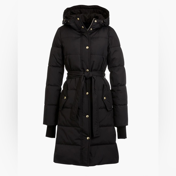 J. Crew Jackets & Blazers - J. Crew Mercantile Long Puffer Coat Black J6870 Size 2X